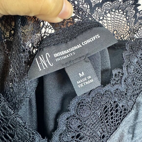 NWT INC International Concepts Black Slip Dress Size M Satin Fairy Whimsigoth - Picture 6 of 10